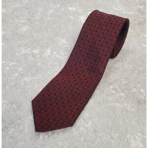 Authentic HERMES-Paris Mens Red, Blue & White Tie-100% Silk